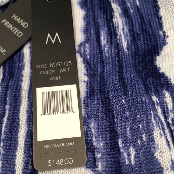 NIC + ZOE Sail Away sweater, printed by hand, 3/4 sleeve, ties in back. Cute - Picture 7 of 9